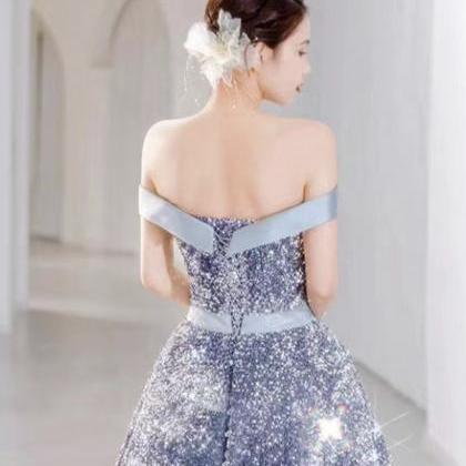 Off Shoulder Prom Dress, Light Luxury Party..