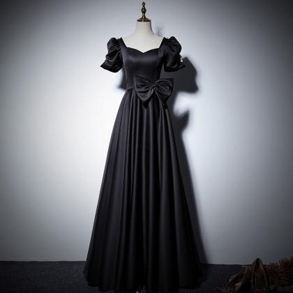 Off Shoulder Evening Dress , Black Prom Dress Long..