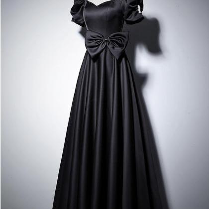 Off Shoulder Evening Dress , Black Prom Dress Long..