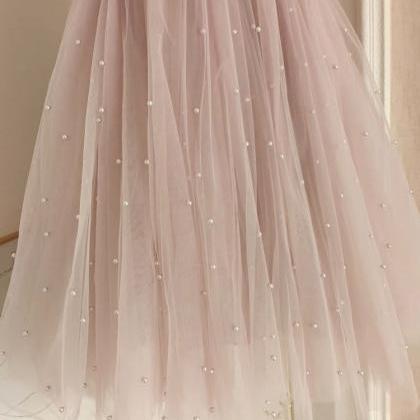 V-neck Evening Dress,pink Prom Dress, Cute Party..