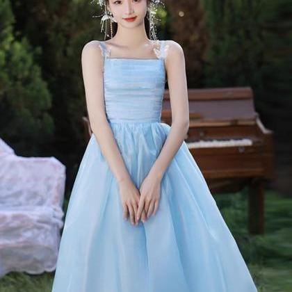 Spaghetti Strap Party Dress,cute Prom Dress, Blue..