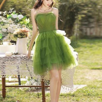 Fresh Green Evening Dress, Cute Birthday Party..