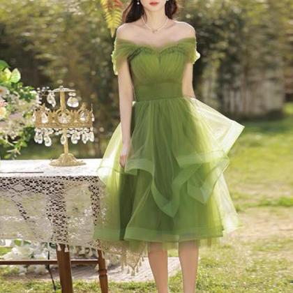 Fresh Green Evening Dress, Cute Birthday Party..