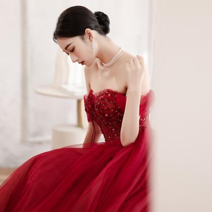 Strapless/off Shoulder Evening Dress, Red Party..