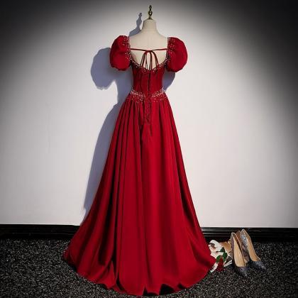 Off Shoulder Evening Dress , Red Prom Dress ,..