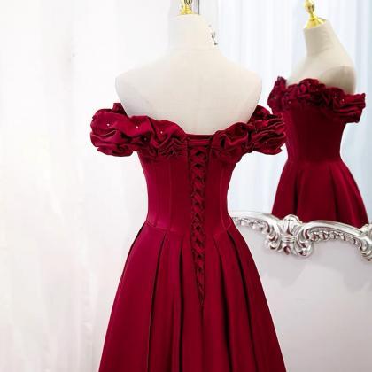 Off Shoulder Evening Dress , Red Prom Dress ,..