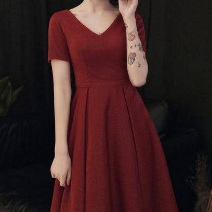 V-neck Party Dress,red Homcoming Dress,sexy Party..