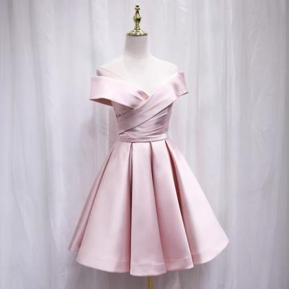 Off Shoulder Prom Dress，pink Birthday Dress,cute..