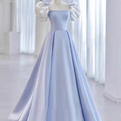 Off Shoulder Prom Dress,blue Evening Dress,elegant..