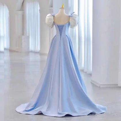 Off Shoulder Prom Dress,blue Evening Dress,elegant..