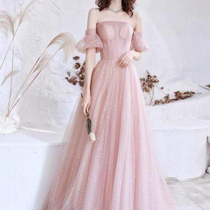 Off Shoulder Evening Dress, Pink Party Dress,fairy..