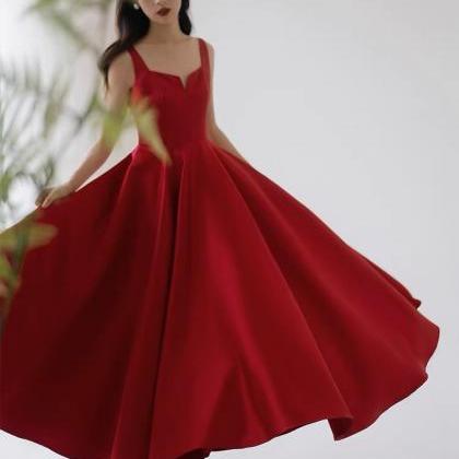 Spaghetti Strap Evening Dress,red Party..