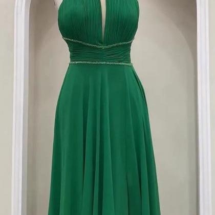 Halter Neck Evening Dress,green Party..