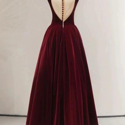 High Quality Velvet Evening Gown, Sleeveless..
