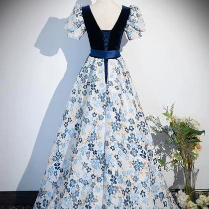 Blue Evening Gown, Haute Couture Prom Dress,..