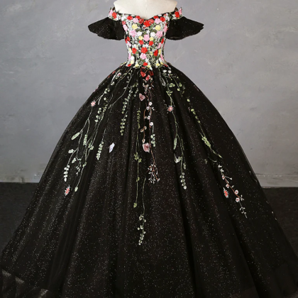 Ethereal Midnight Garden Ball Gown