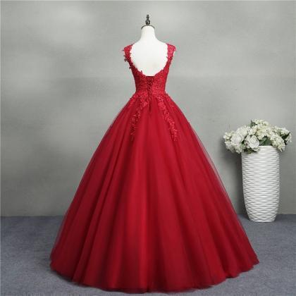 Gorgeous Red Ball Gown Sweet 16 Gown, Red Tulle..