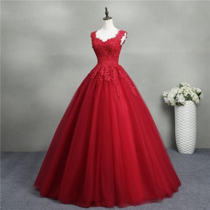 Gorgeous Red Ball Gown Sweet 16 Gown, Red Tulle..