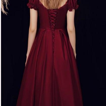 Red Evening Gown, Elegant Long Prom Dress,v-neck..