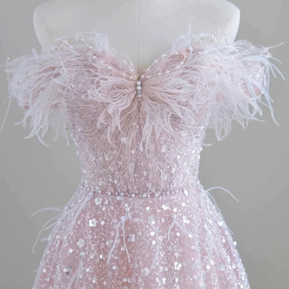 Sparkling Tulle Sequin Long Prom Dress, Off The..