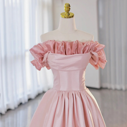 Pastel Pink Ruffled Gala Gown