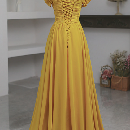 Yellow Bridesmaid Dress,chiffon Long Prom Dress,..