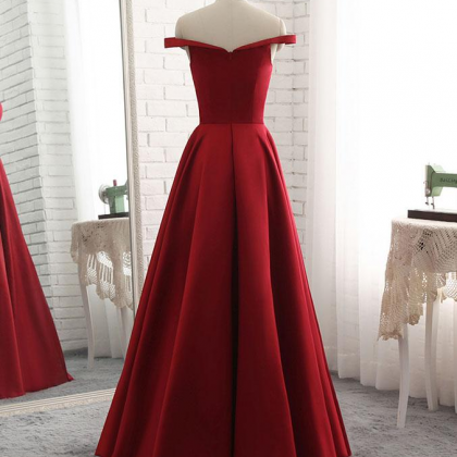 Off Shouder Evening Dress,simle Prom Dress, Red..