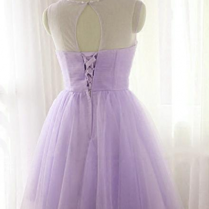 Cute Lavender Homecoming Dress With Belt, Lovely..