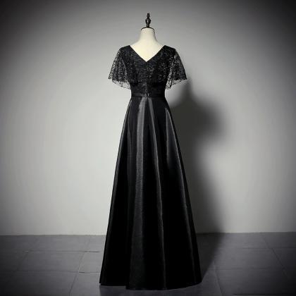 Elegant Party Evening Dress, Black Formal..