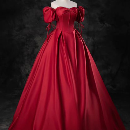 A-line Sweetheart Neck Burgundy Long Prom Dress,..
