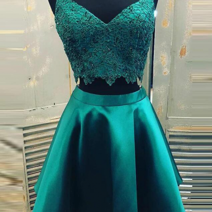 Dark Green Homecoming Dress,two Piece Party..