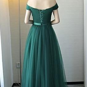 Green Prom Dress,tulle Prom Dress,off The Shoulder..