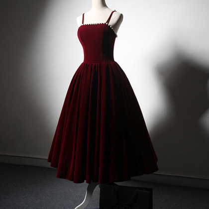 Black/red Velvet Graduation Dress Short Prom Dress..