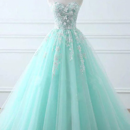Tiffany Blue Sweetheart Puffy Tulle Prom Dress..