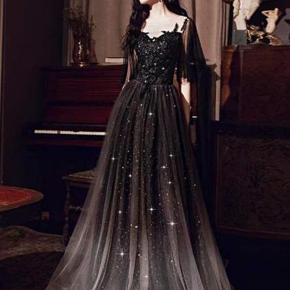 Elegant Prom Dress Shiny Party Dress With Lace..