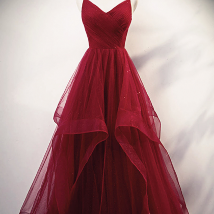 Straps Tulle Formal Prom Dress, Beautiful Long..