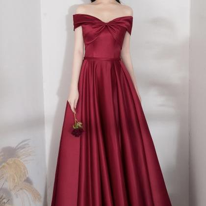 Fitted Satin Sleeveless  Open Back  Burgundy Evening Gown AC370