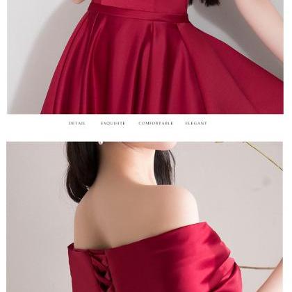 Red Party Dress, Off Shoulder Prom Dress, Elegant..