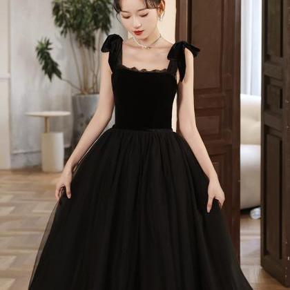 Spaghetti Strap Party Dress Cute Prom Dress Black..