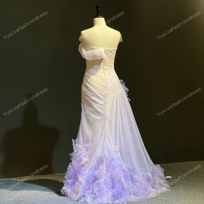Floral Printed Strapless Ruffle Layered Long Dress