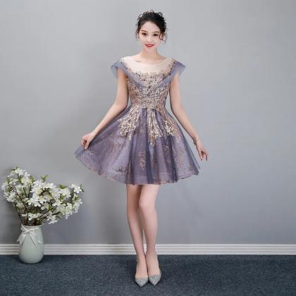 New Fashion Lace Embroidery Design A-line Long-sleeved Party Dresses Homecoming Dresses, DP5861 main image 0