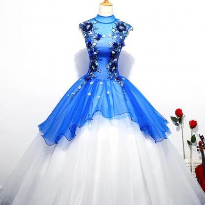 Blue Polyester Partywear Floral Dresses main image 1