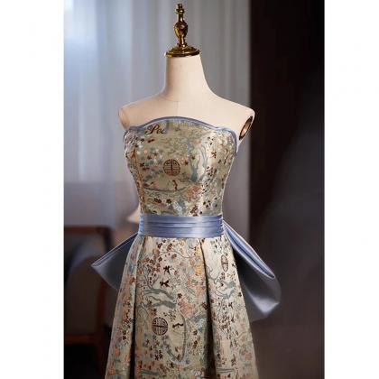 Strapless Illusion Gown with Sequined Flowers main image 0