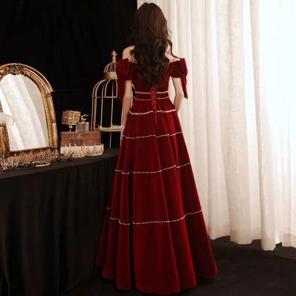 Stunning Red Off-shoulder Gown With Bow Details on Luulla