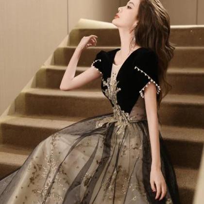 Custom Inked Vneck Bodice Dress - Velvet main image 0