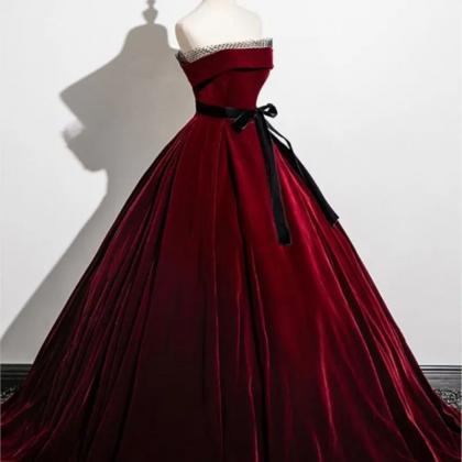 Velvet Off-Shoulder V-Cut Neck Long Sleeve Gown Regency