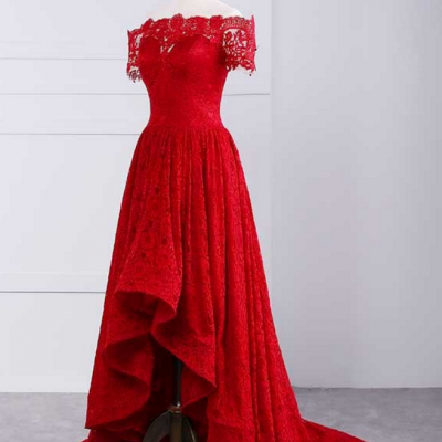 sexy prom dresses,off shoulder prom dresses,lace prom dresses,red prom dresses,Sexy Formal Evening Dress,Custom Made