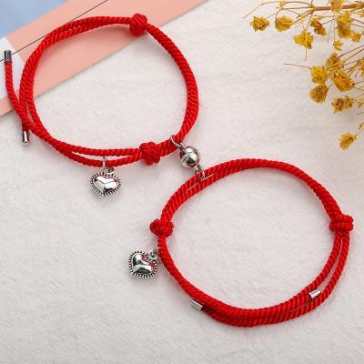 2 pcs on sale,Gravity Couple Bracelets A pair, Milanese rope Heart to Heart, Attracting Stone Hand Straps, Valentine&amp;#039;s Day gift