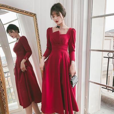 Long sleeve homecoming dress,red prom dress,charming midi dress,custom made