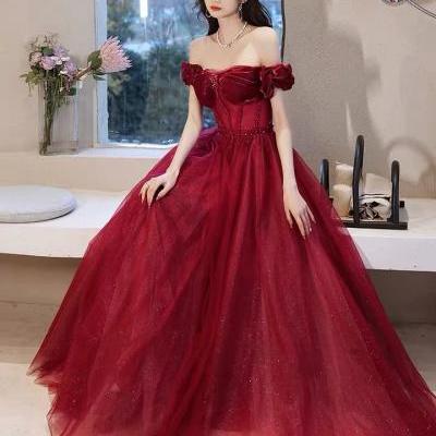 Off shoulder prom dress,red party dress,,Custom Made